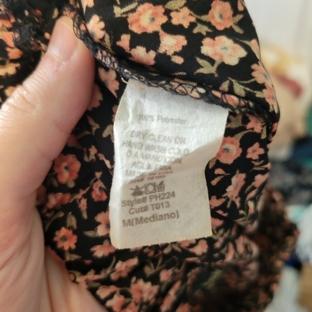 Audrey Floral Black Wide Leg Pants Size Medium - Picture 6 of 6